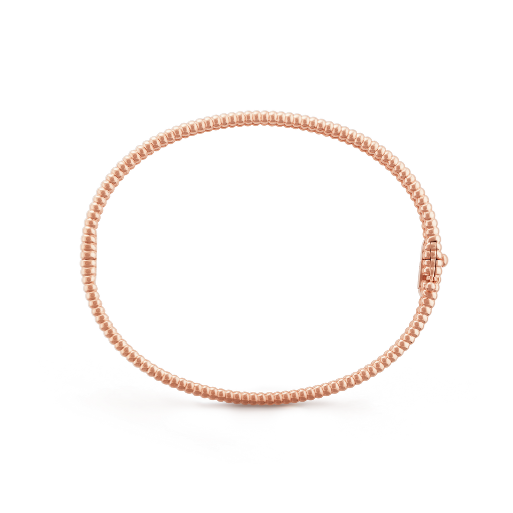 18K Van Cleef & Arpels Rose Gold Perlee Diamonds One Row Bracelet