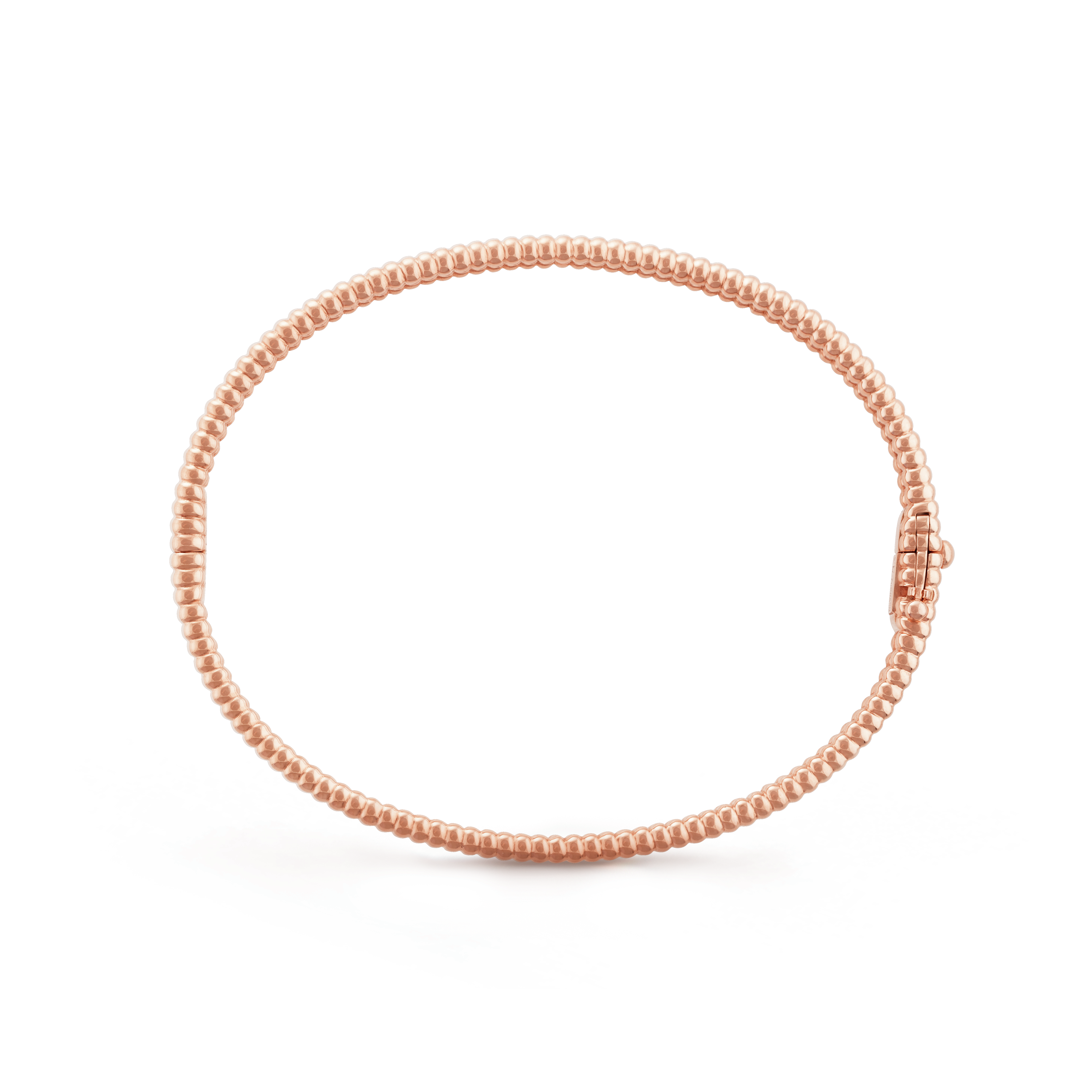 18K Van Cleef & Arpels Rose Gold Perlee Diamonds One Row Bracelet
