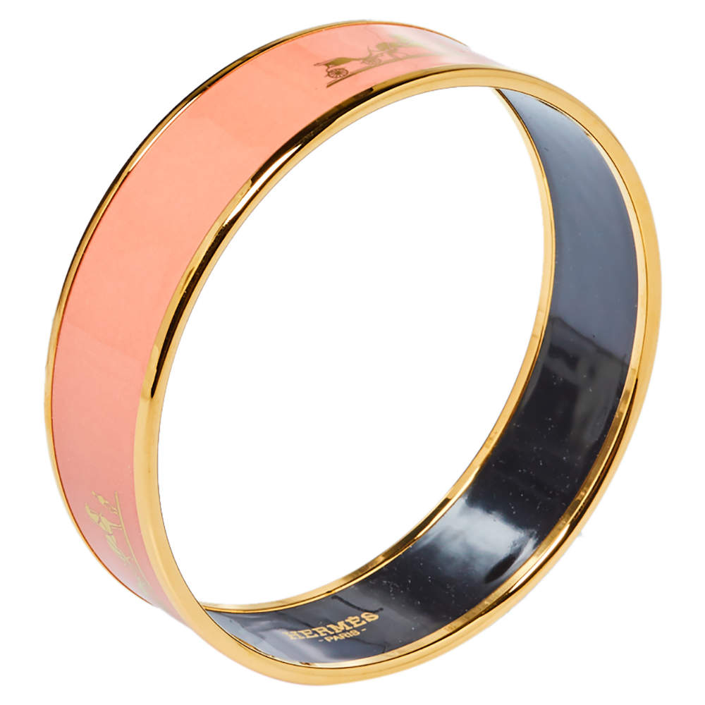 18K Enamel Wide Bangle Hermes Bracelet