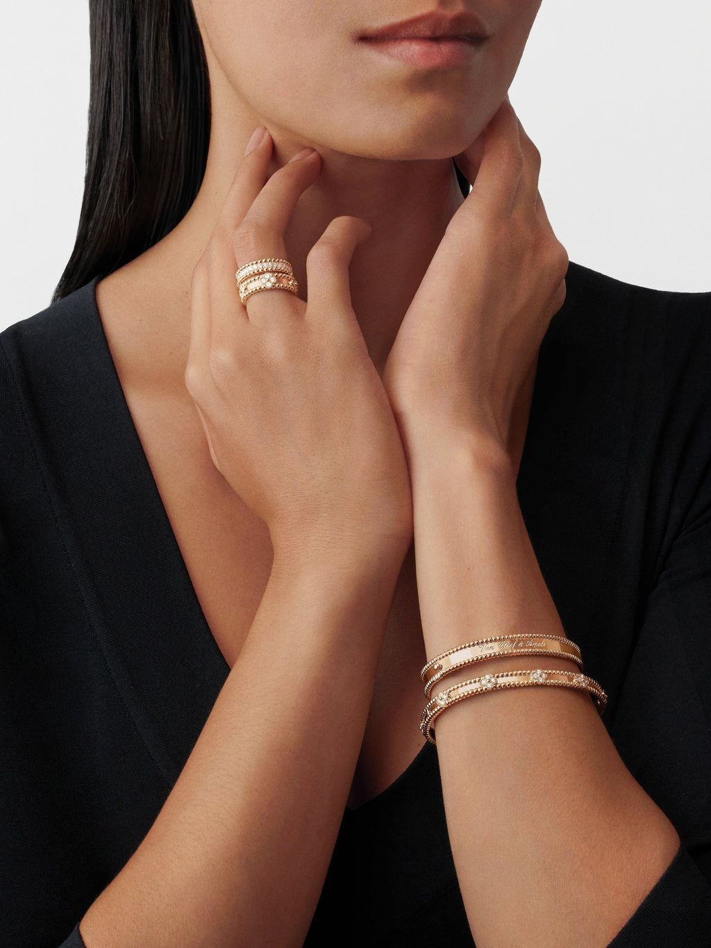 18K Van Cleef & Arpels Rose Gold Perlee Signature Bracelet