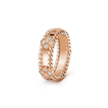 18K Van Cleef & Arpels Rose Gold Perlee Clovers Ring
