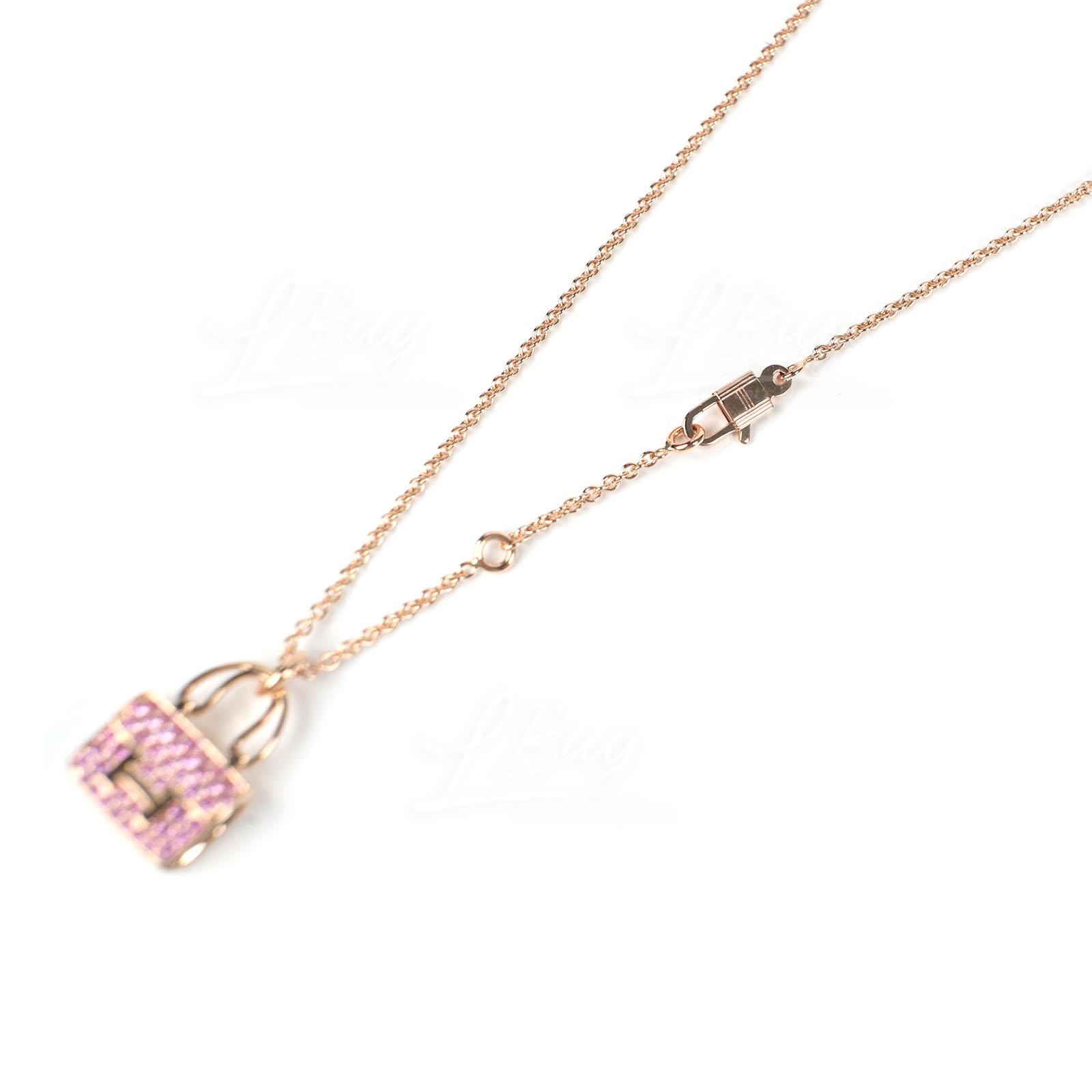 18K Hermes Amulettes Constance Pink Diamonds Pendant Necklace
