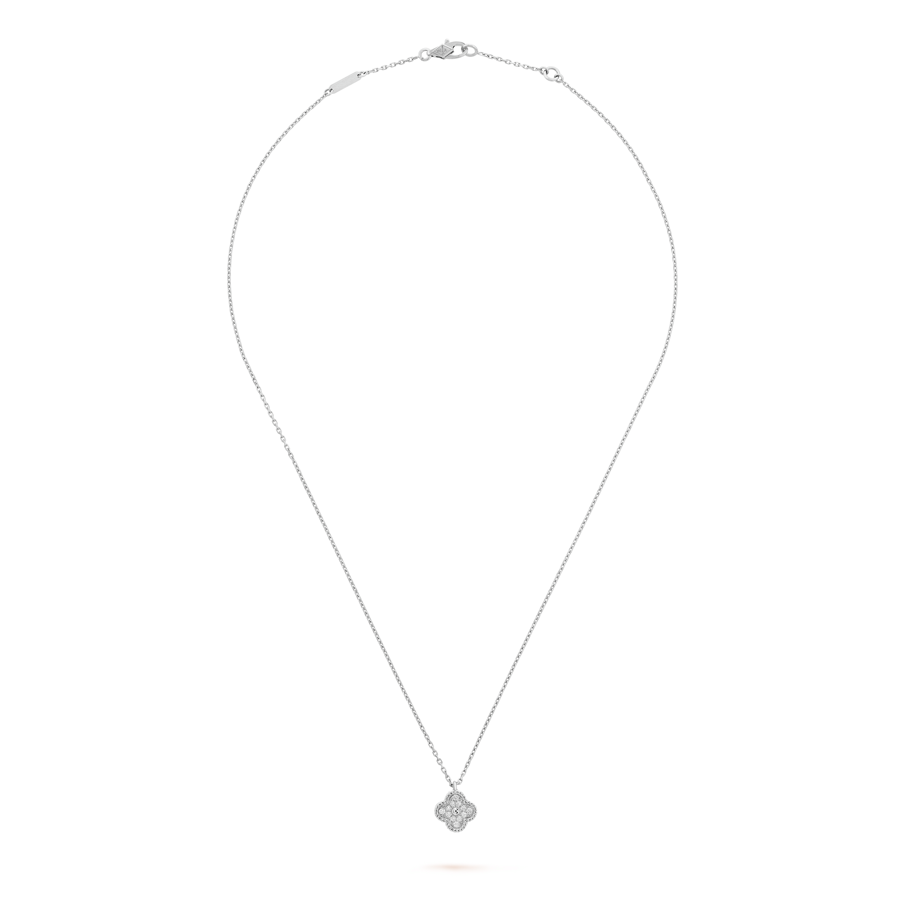 18K Van Cleef & Arpels White Gold Sweet Alhambra Diamond Necklace