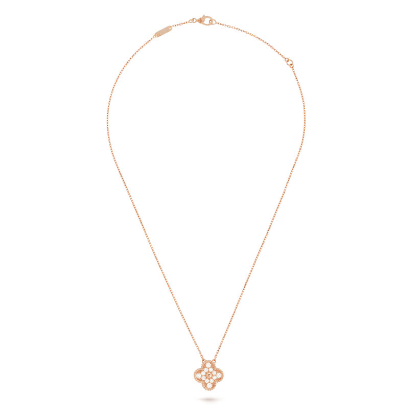 18K Van Cleef & Arpels Rose Gold Sweet Alhambra Diamond Necklace