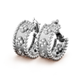 18K Van Cleef & Arpels White Gold Perlee Clovers Hoop Earrings