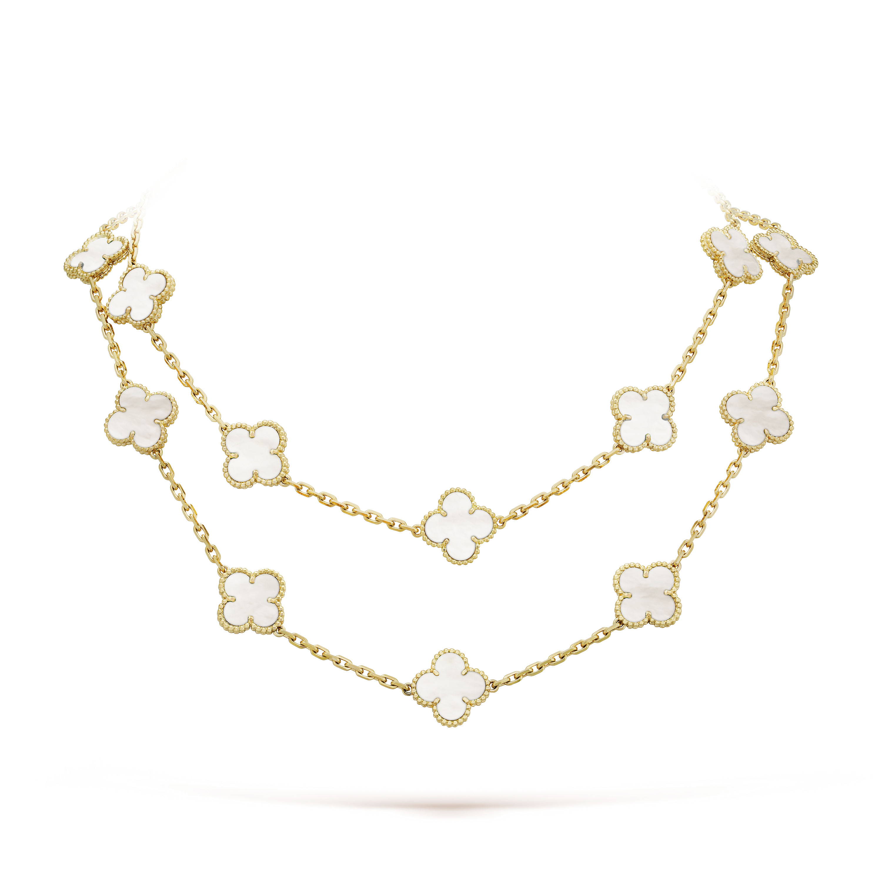 18K Van Cleef & Arpels Vintage Alhambra 20 Motifs Long Necklace