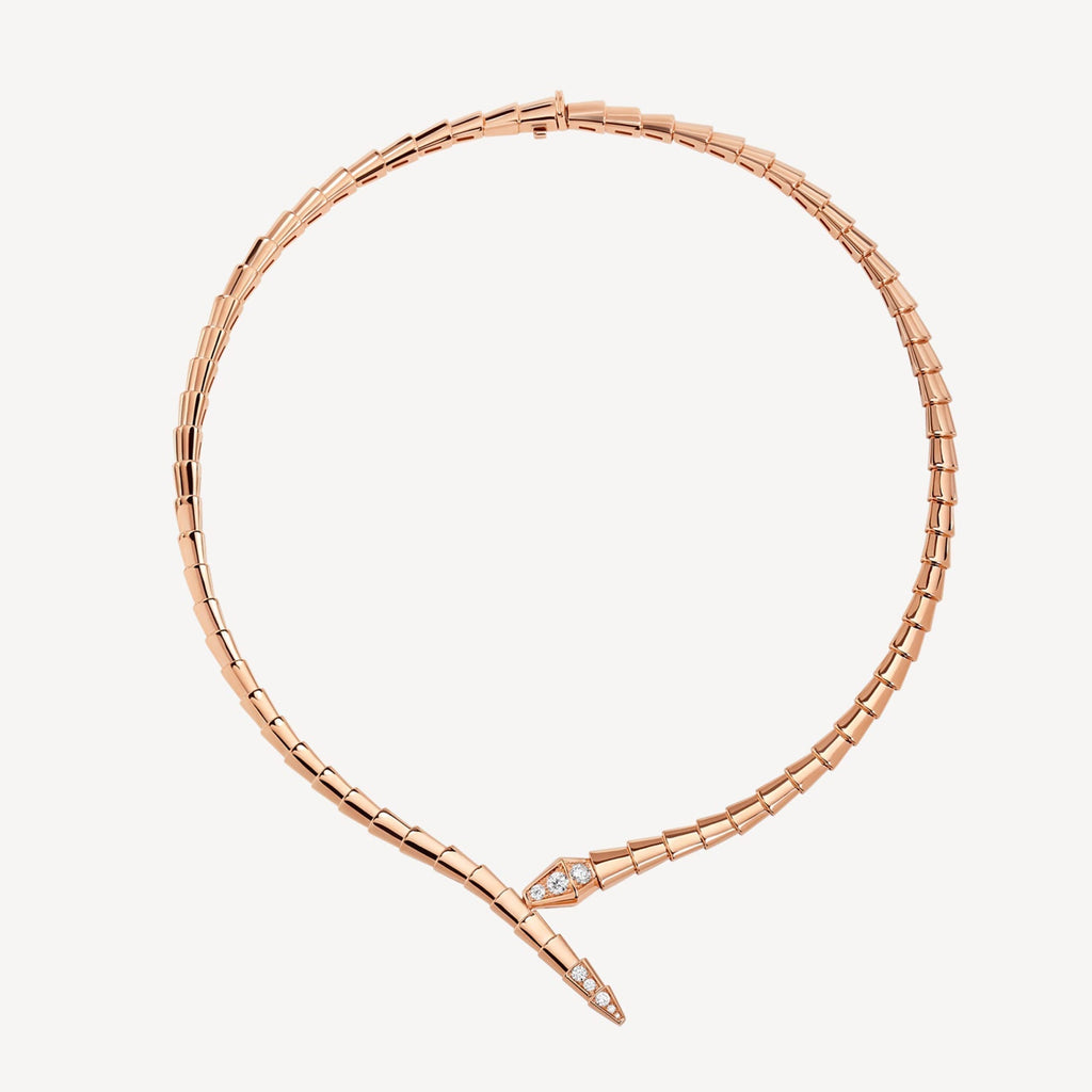 18K BVLGARI BV Serpenti Viper Demi-Pave Diamonds Necklace