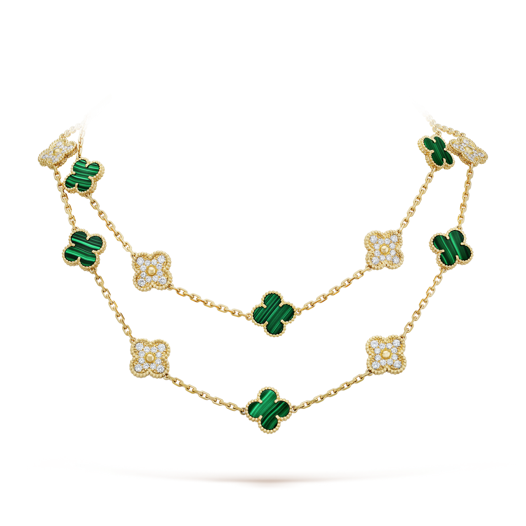 18K Van Cleef & Arpels Vintage Alhambra 20 Motifs Long Clover Necklace