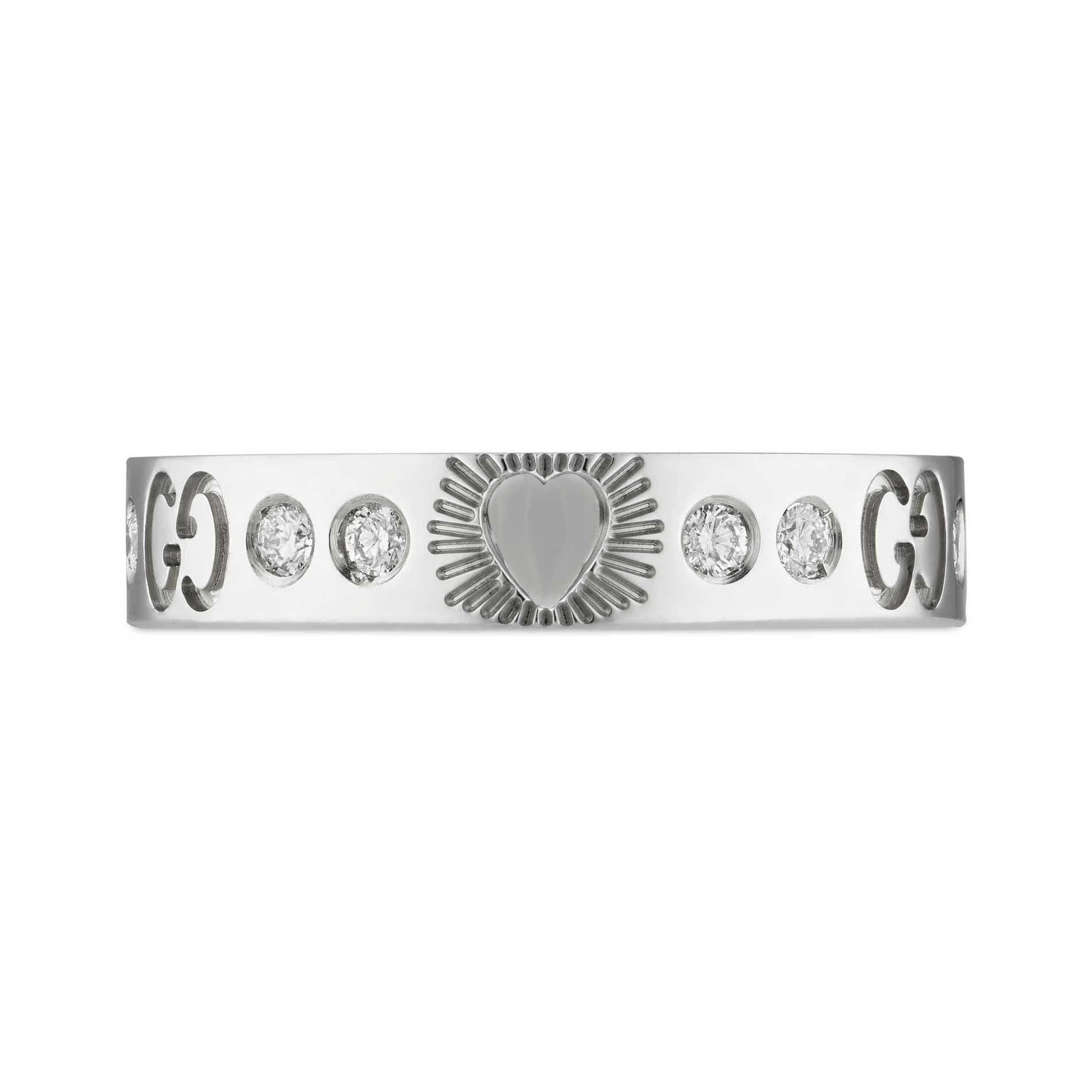 18K Gucci Icon Diamonds White Gold Ring
