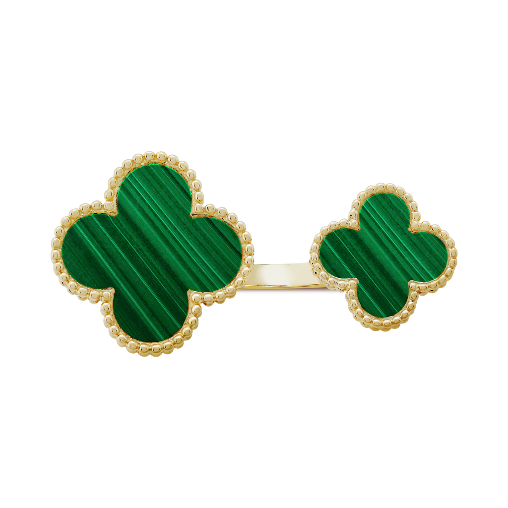 18K Van Cleef & Arpels Magic Alhambra Malachite Clover Ring