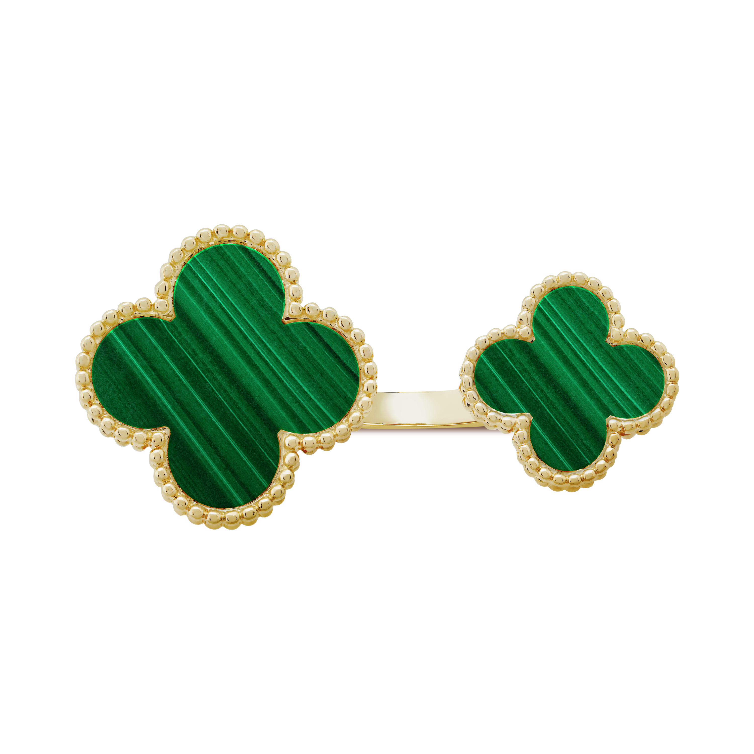 18K Van Cleef & Arpels Magic Alhambra Malachite Clover Ring
