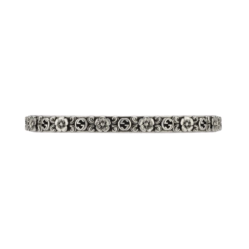 Gucci Interlocking G Cuff With Flowers Bracelet
