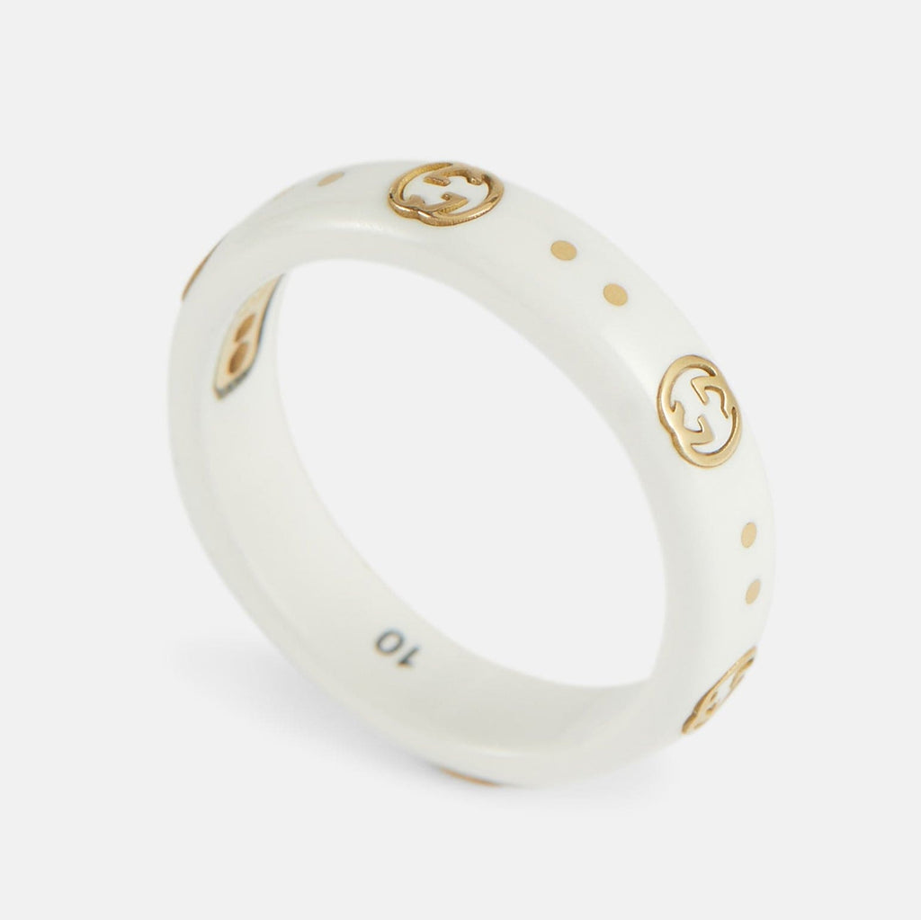 18K Gucci Icon White Zirconia Ring
