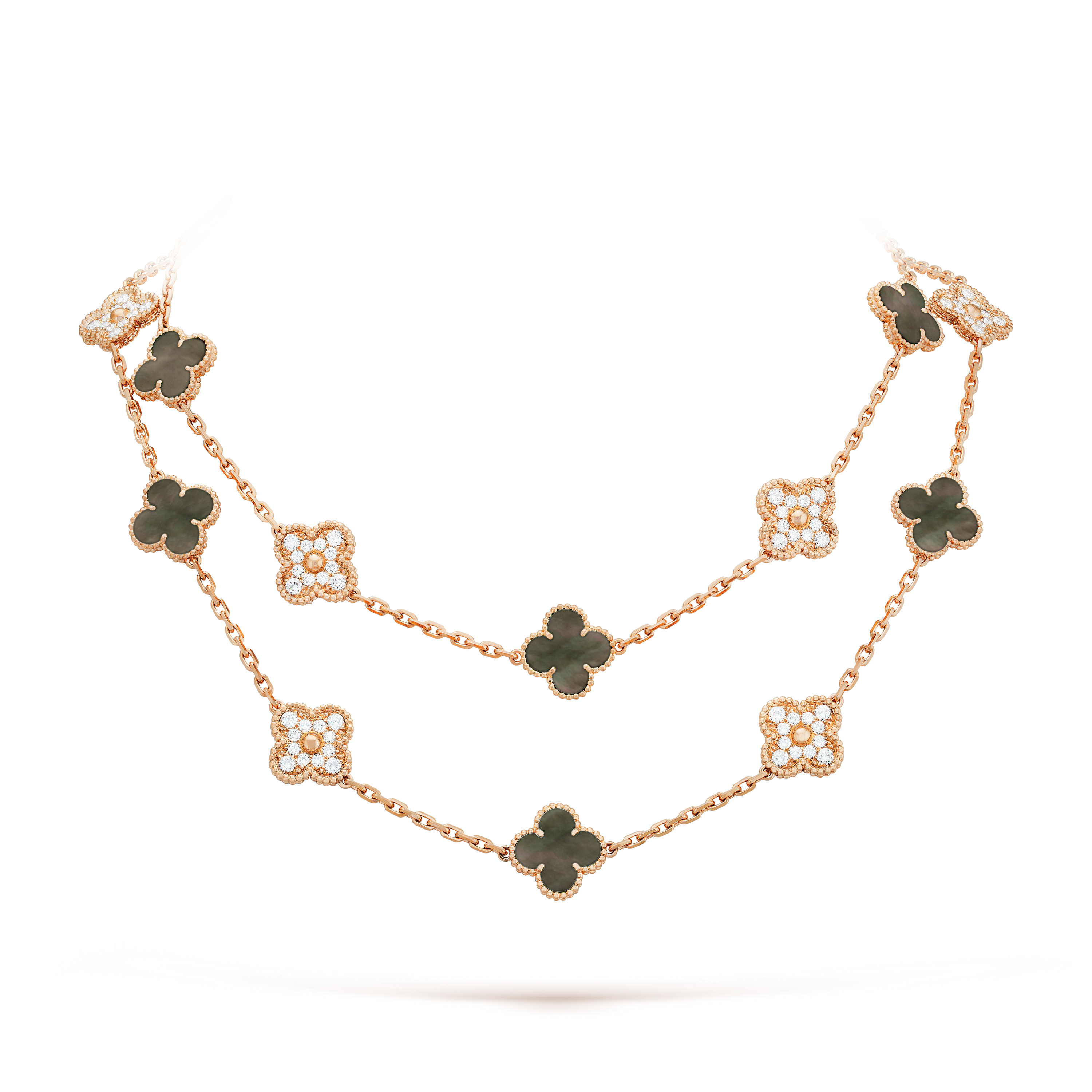 18K Van Cleef & Arpels Vintage Alhambra 20 Motifs Long Necklace