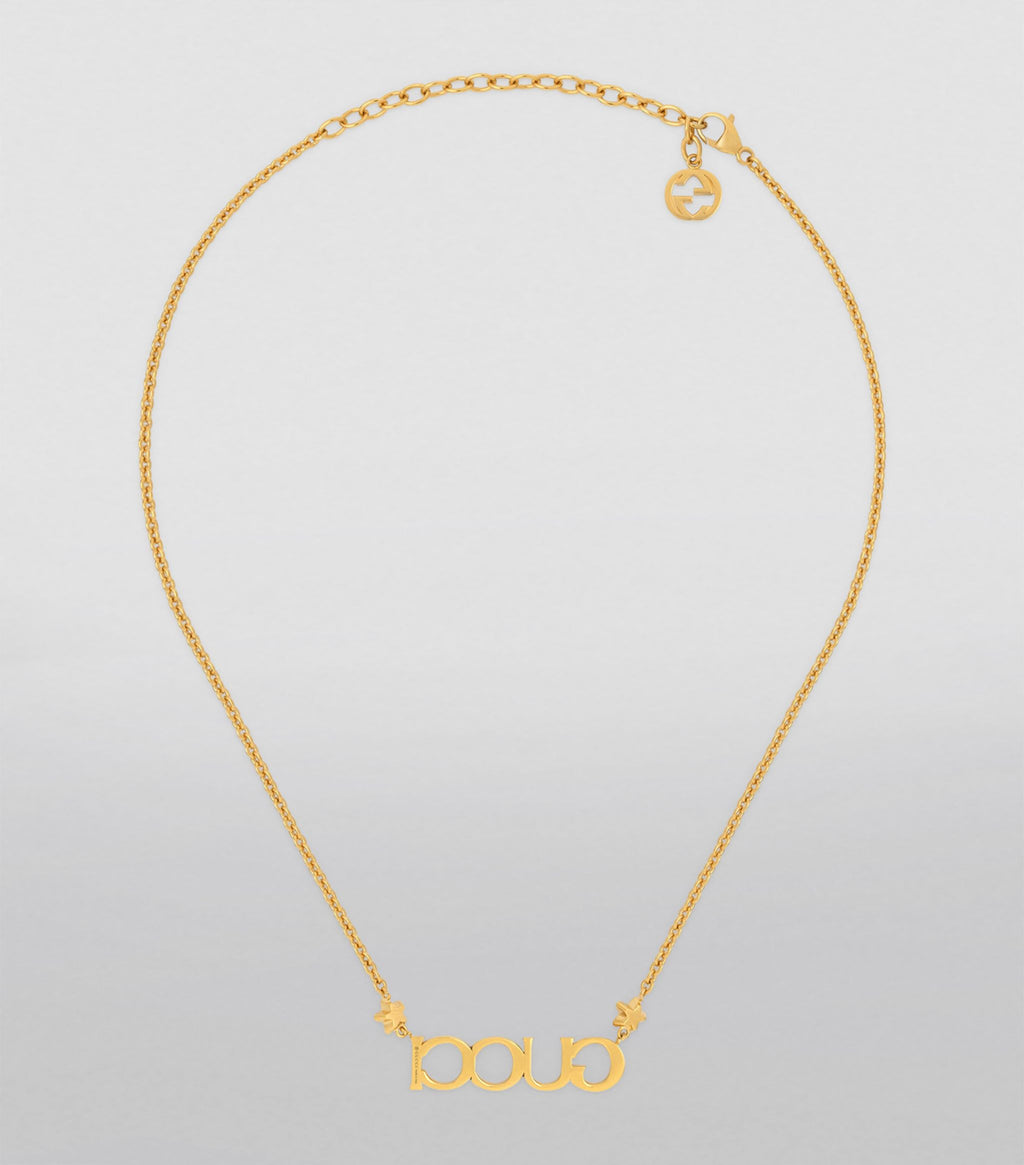 18K Gucci Embellished Script Letter Necklace