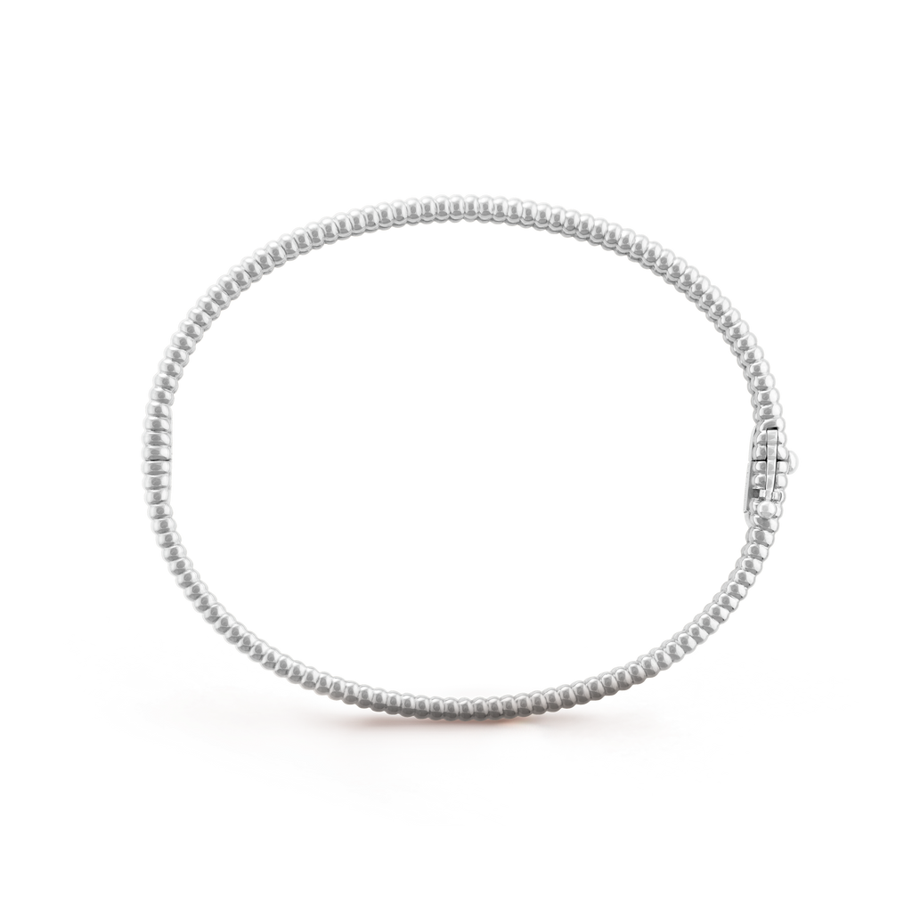 18K Van Cleef & Arpels White Gold Perlee Diamonds One Row Bracelet