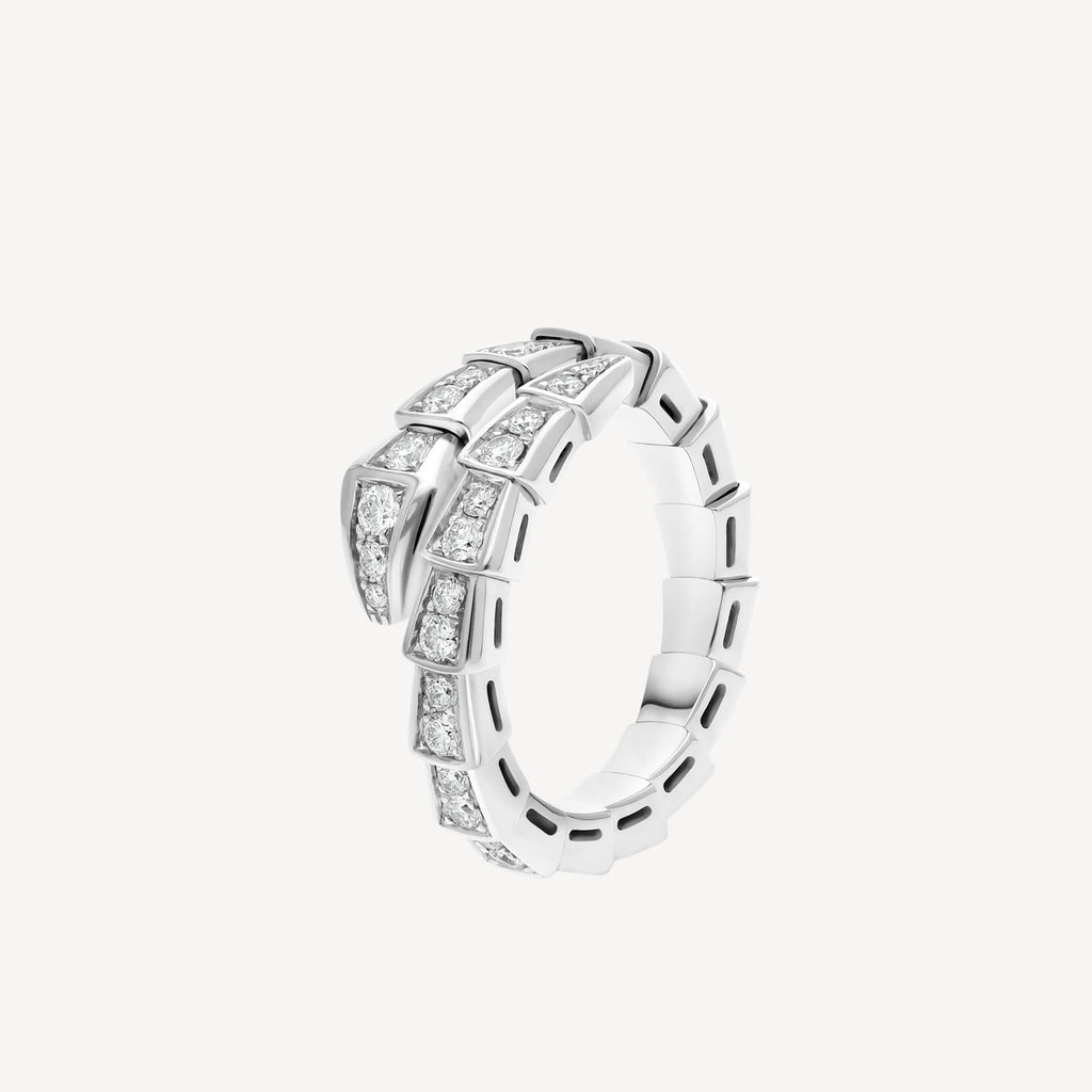 18K BVLGARI BV Serpenti Viper Pave Diamond Ring