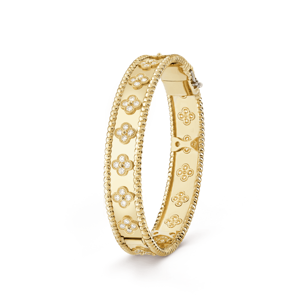 18K Van Cleef & Arpels Yellow Gold Perlee Clovers Bracelet