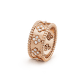 18K Van Cleef & Arpels Rose Gold Perlee Clovers Ring