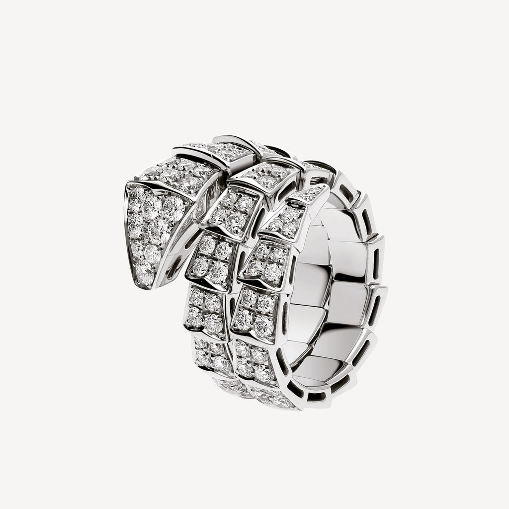 18K BVLGARI BV Serpenti Viper Full Pave Diamond Ring