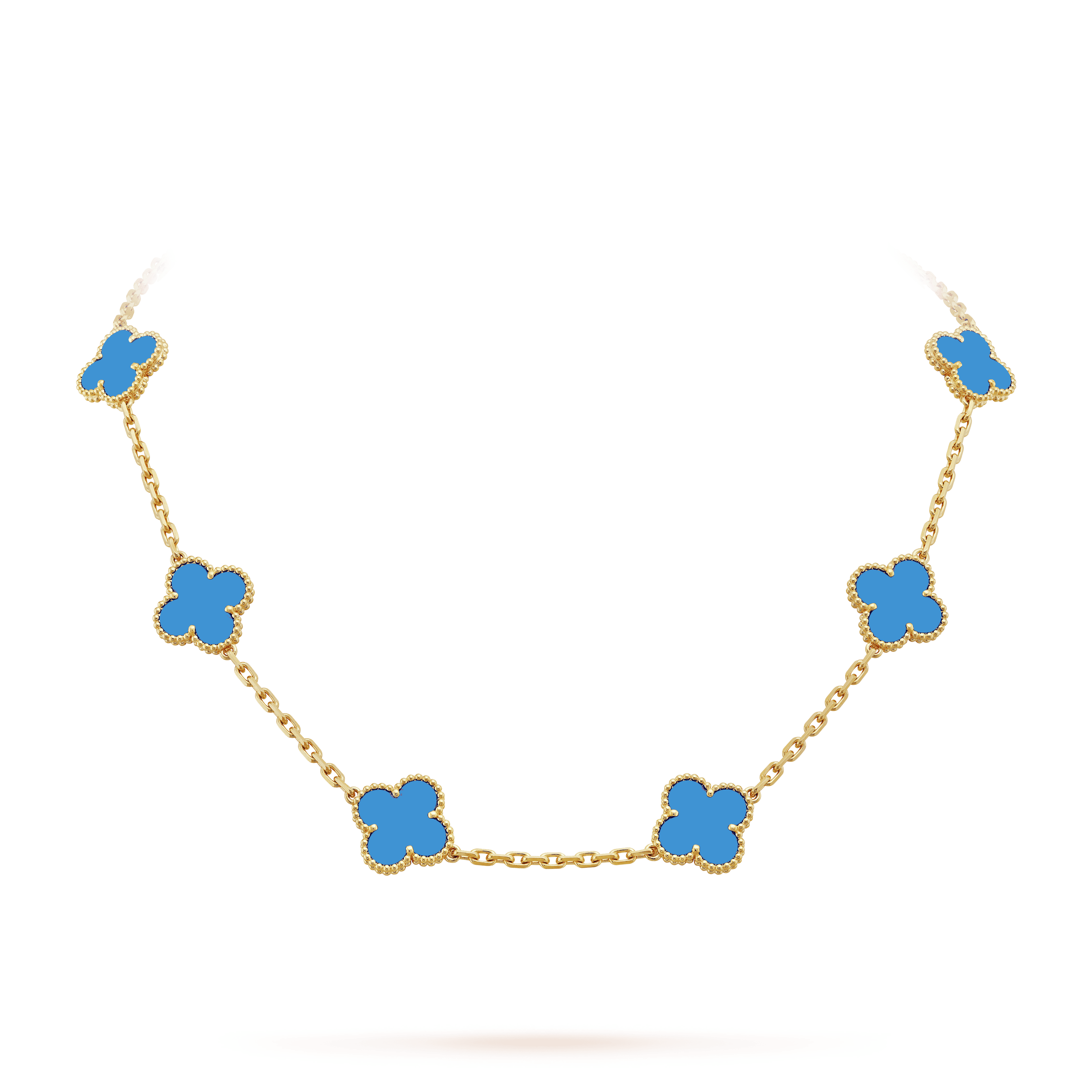 18K Van Cleef & Arpels Vintage Alhambra Agate 10 Motifs Necklace