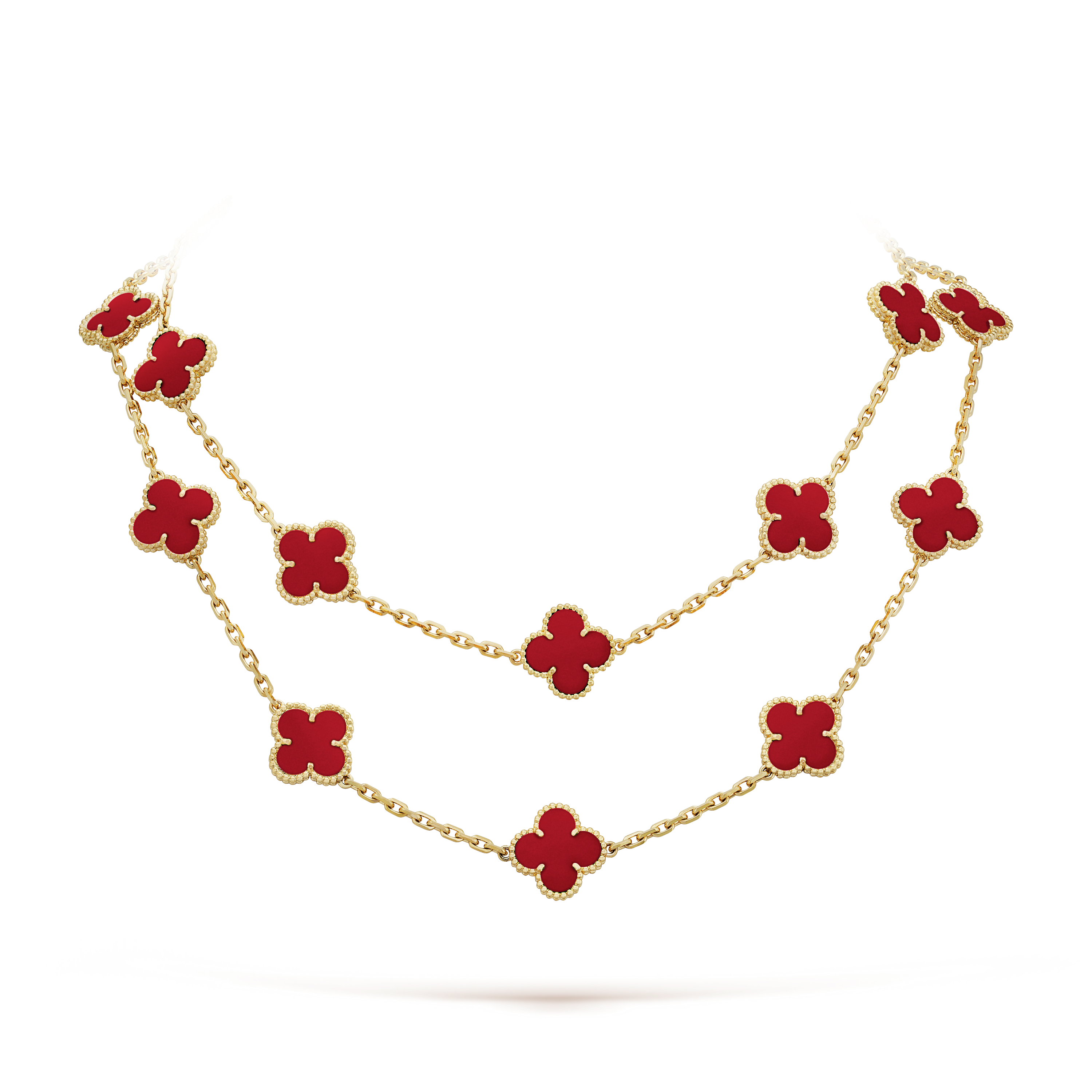 18K Van Cleef & Arpels Vintage Alhambra 20 Motifs Long Necklace