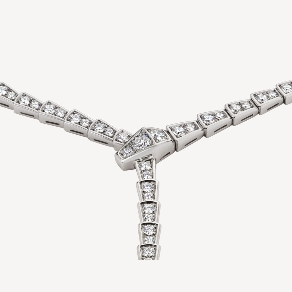 18K BVLGARI BV Serpenti Viper Full Pave Diamonds Necklace