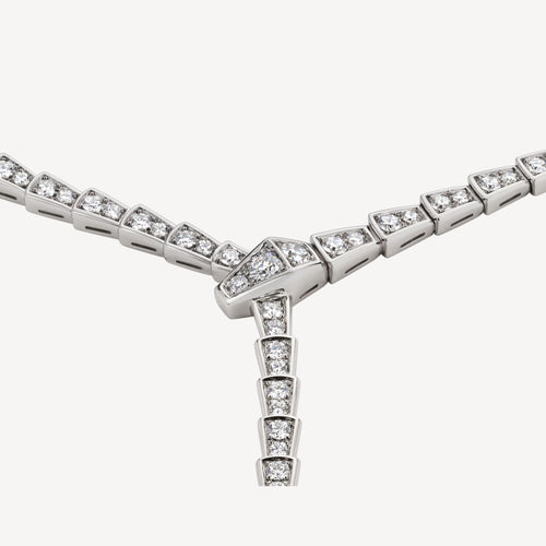 18K BVLGARI BV Serpenti Viper Full Pave Diamonds Necklace