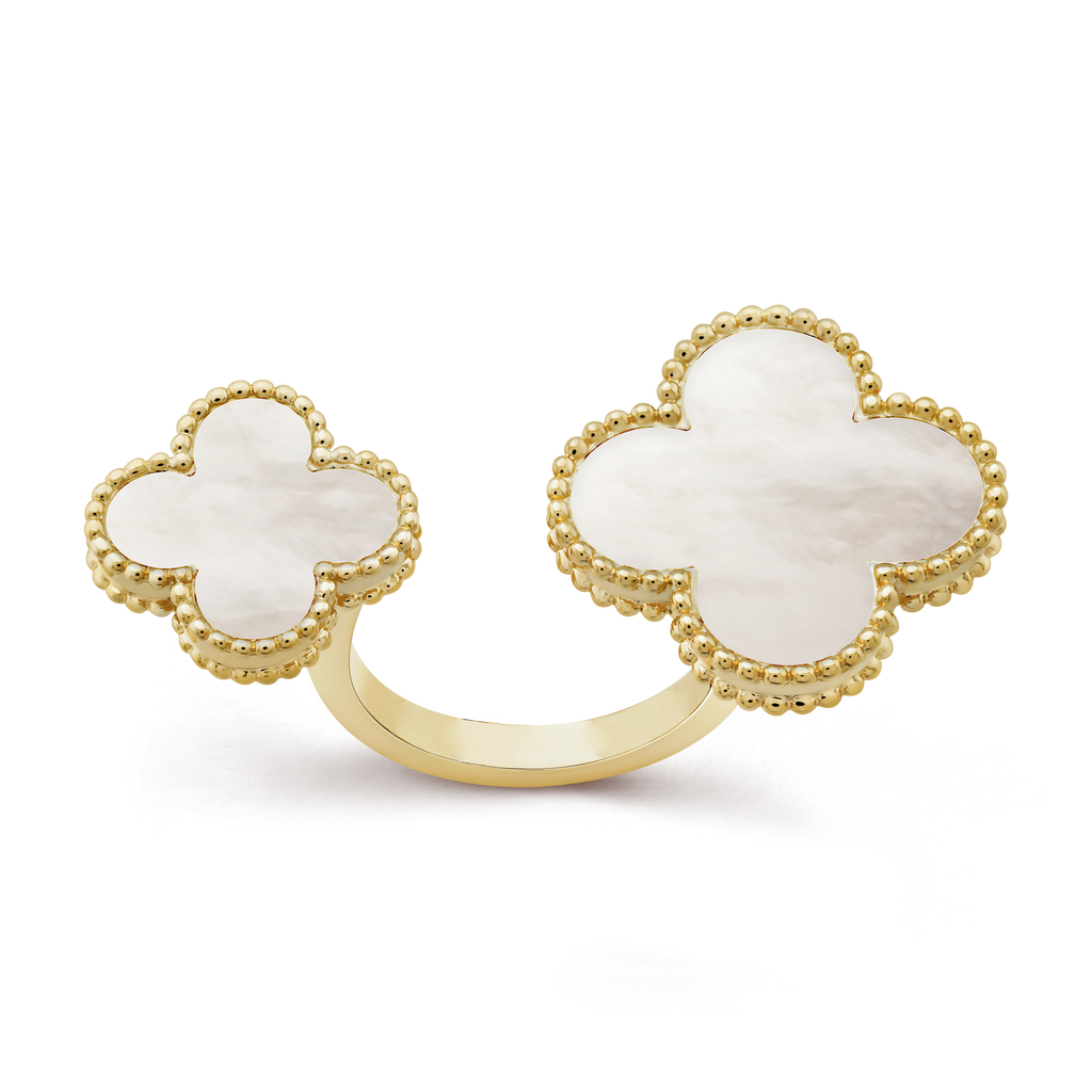 18K Van Cleef & Arpels Magic Alhambra Mother Of Pearls Clover Ring