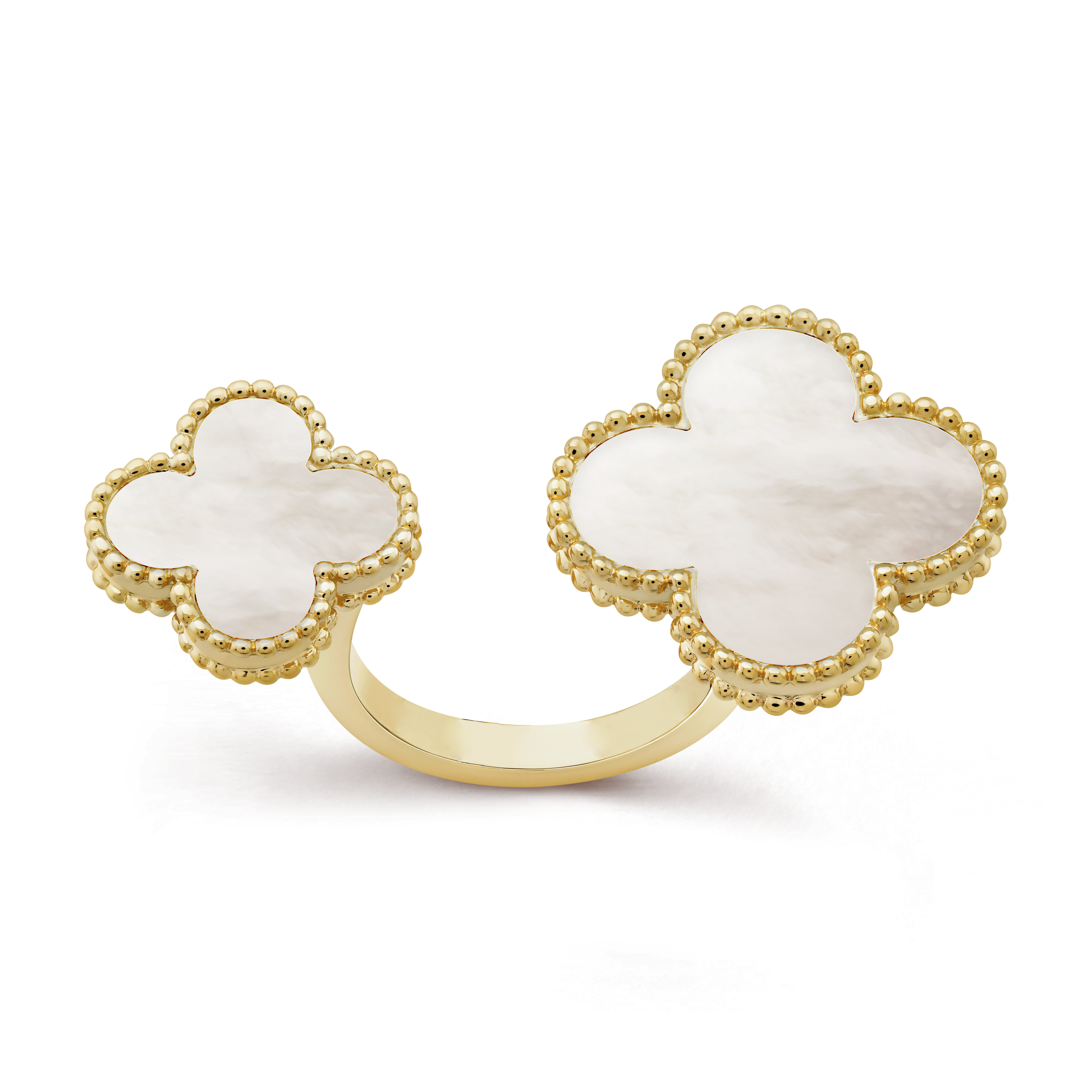 18K Van Cleef & Arpels Magic Alhambra Mother Of Pearls Clover Ring