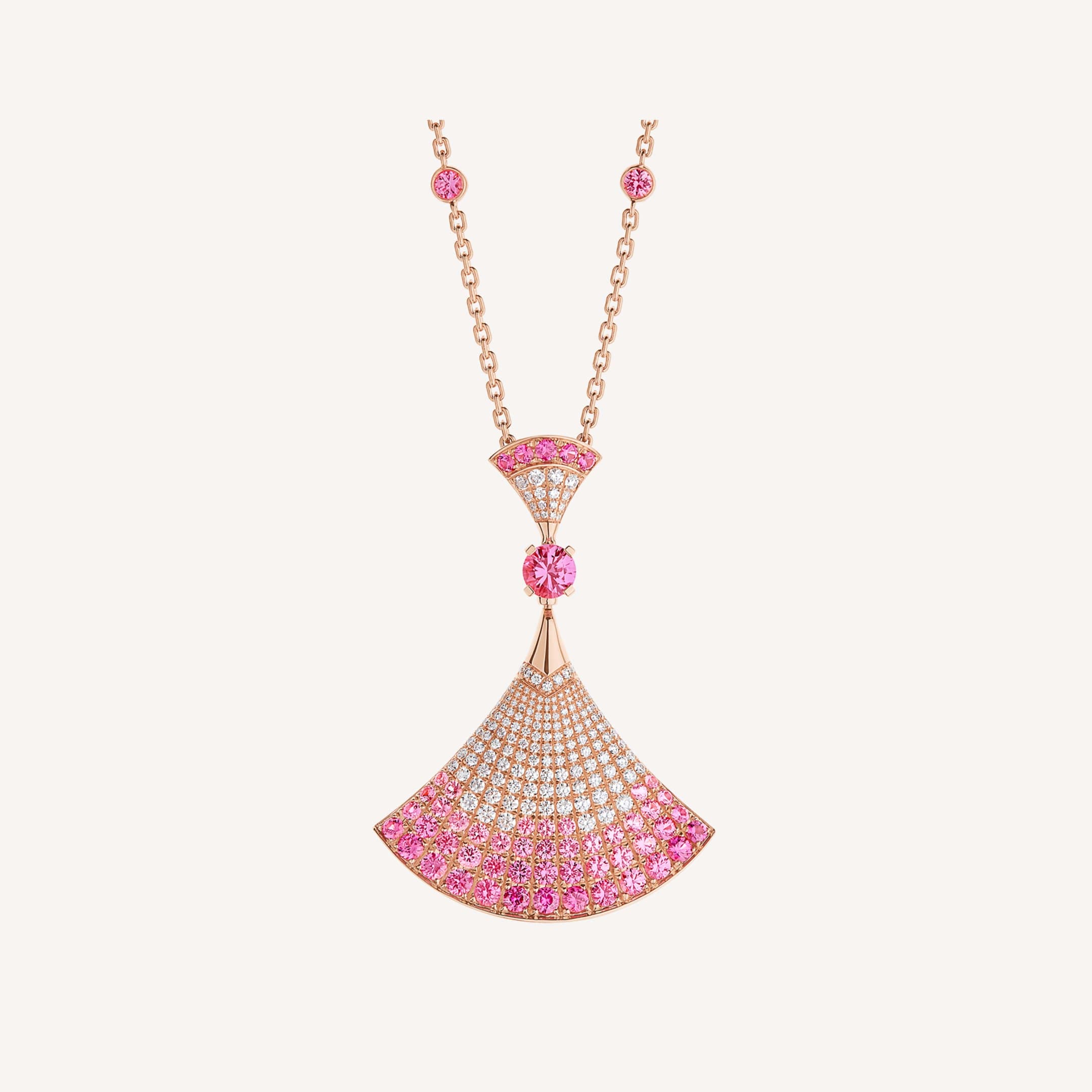 18K BVLGARI BV DIVAS' DREAM Pink Diamonds Necklace