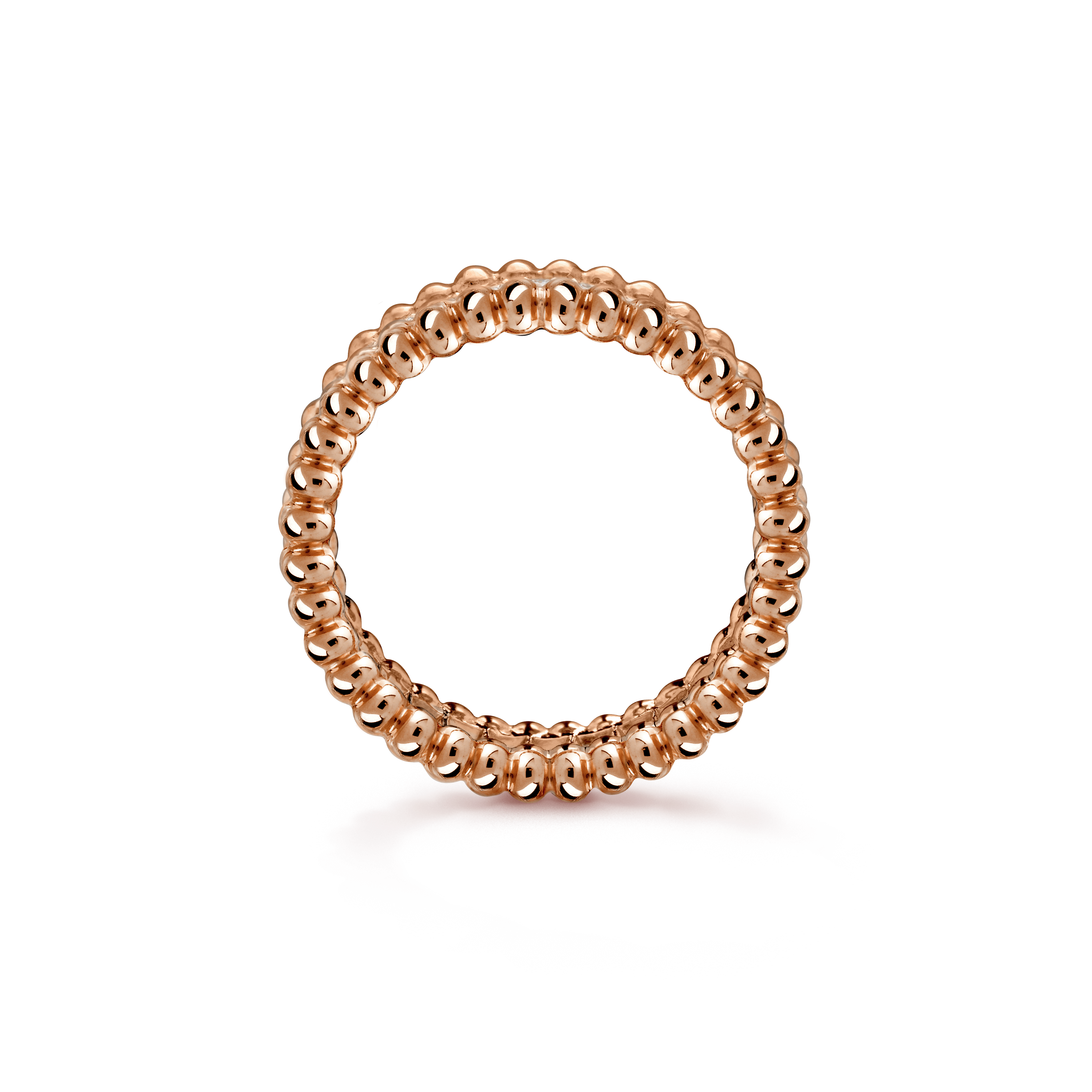 18K Van Cleef & Arpels Rose Gold Perlee Diamonds Ring
