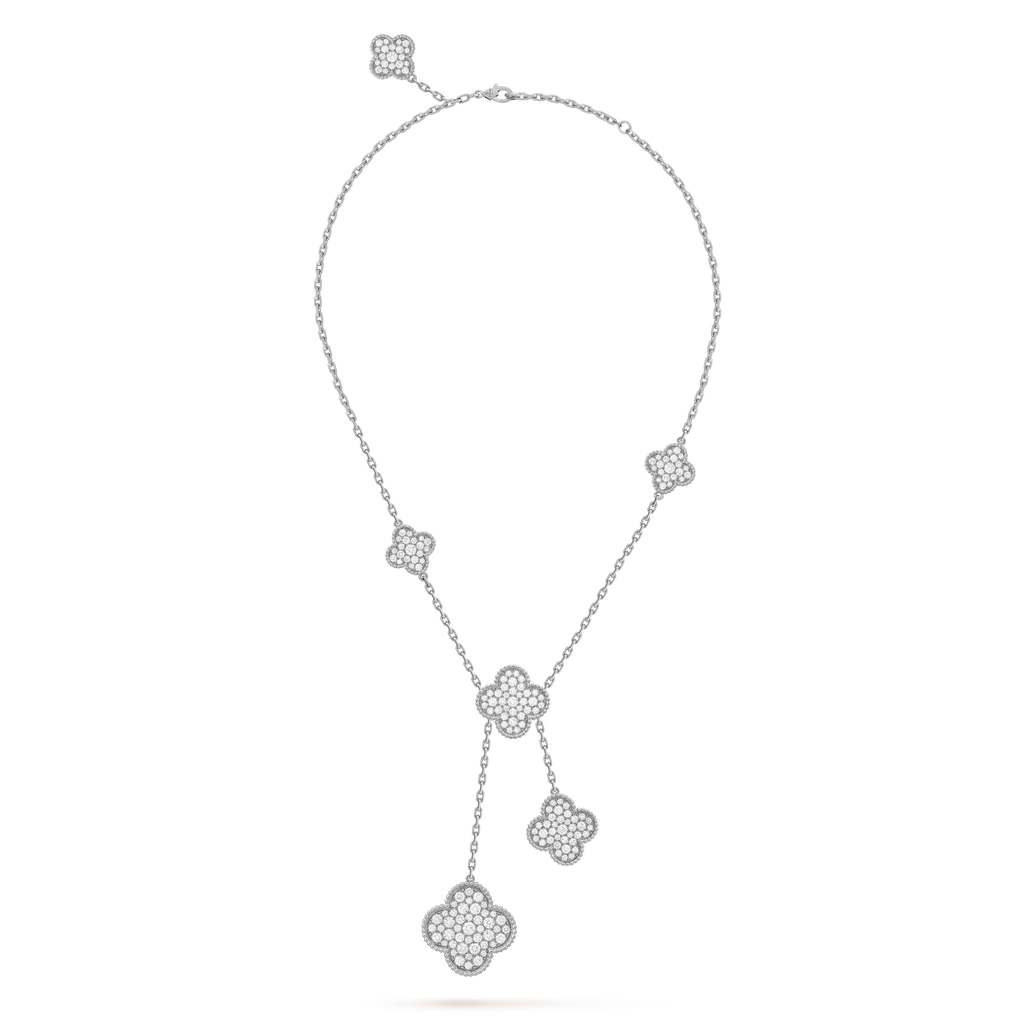 18K Van Cleef & Arpels Magic Alhambra Six Motifs Diamonds Necklace