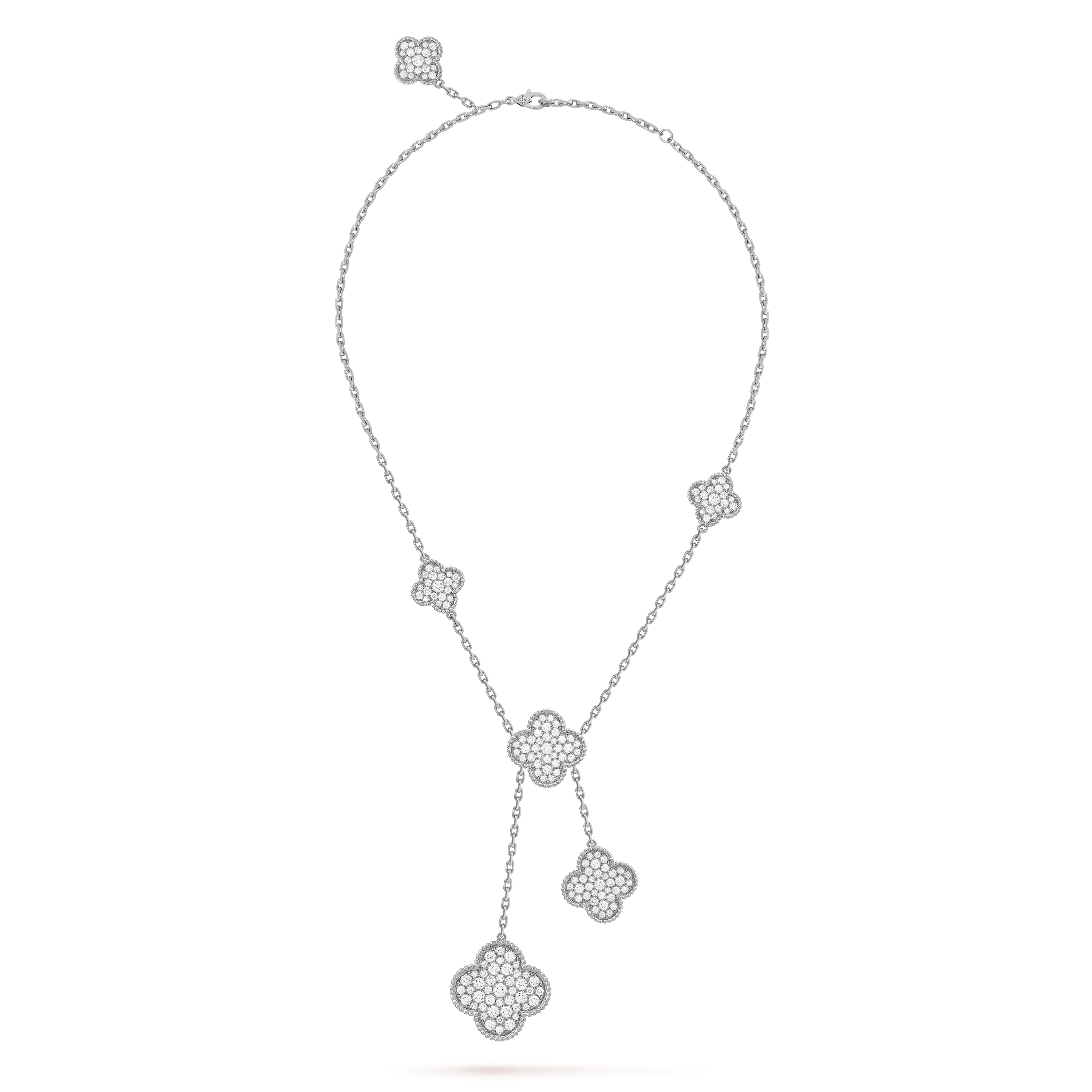 18K Van Cleef & Arpels Magic Alhambra Six Motifs Diamonds Necklace