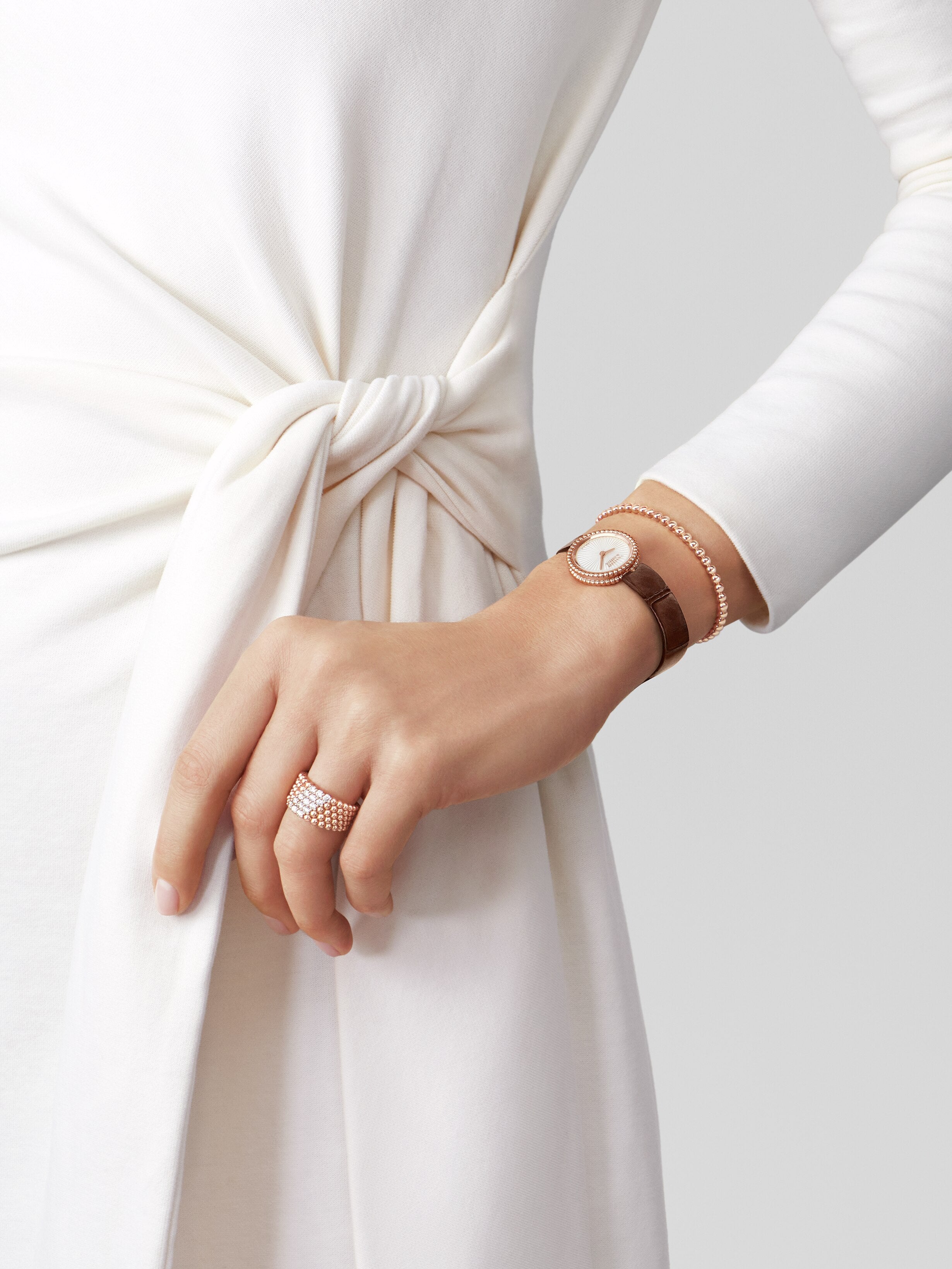 18K Van Cleef & Arpels Rose Gold Perlee Pearls Bracelet