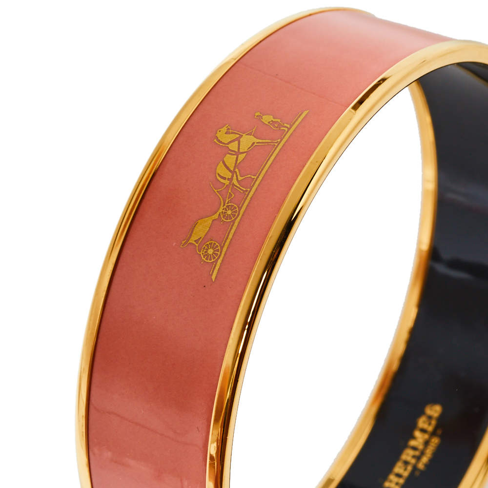 18K Enamel Wide Bangle Hermes Bracelet