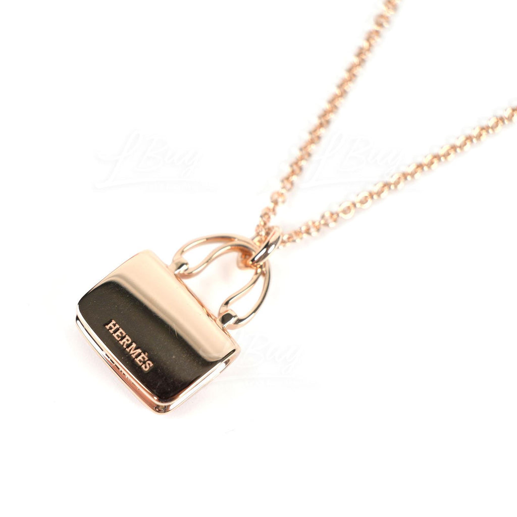 18K Hermes Amulettes Constance Pink Diamonds Pendant Necklace