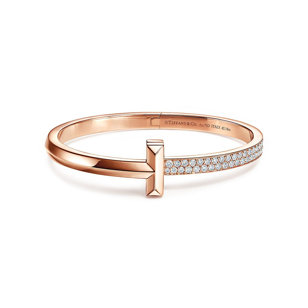 18K Tiffany Wide Diamond Hinged Bracelet