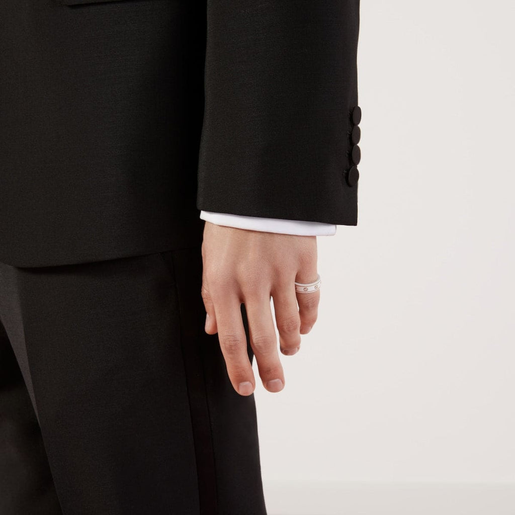 18K Gucci Interlocking G Icon White Zirconia Ring