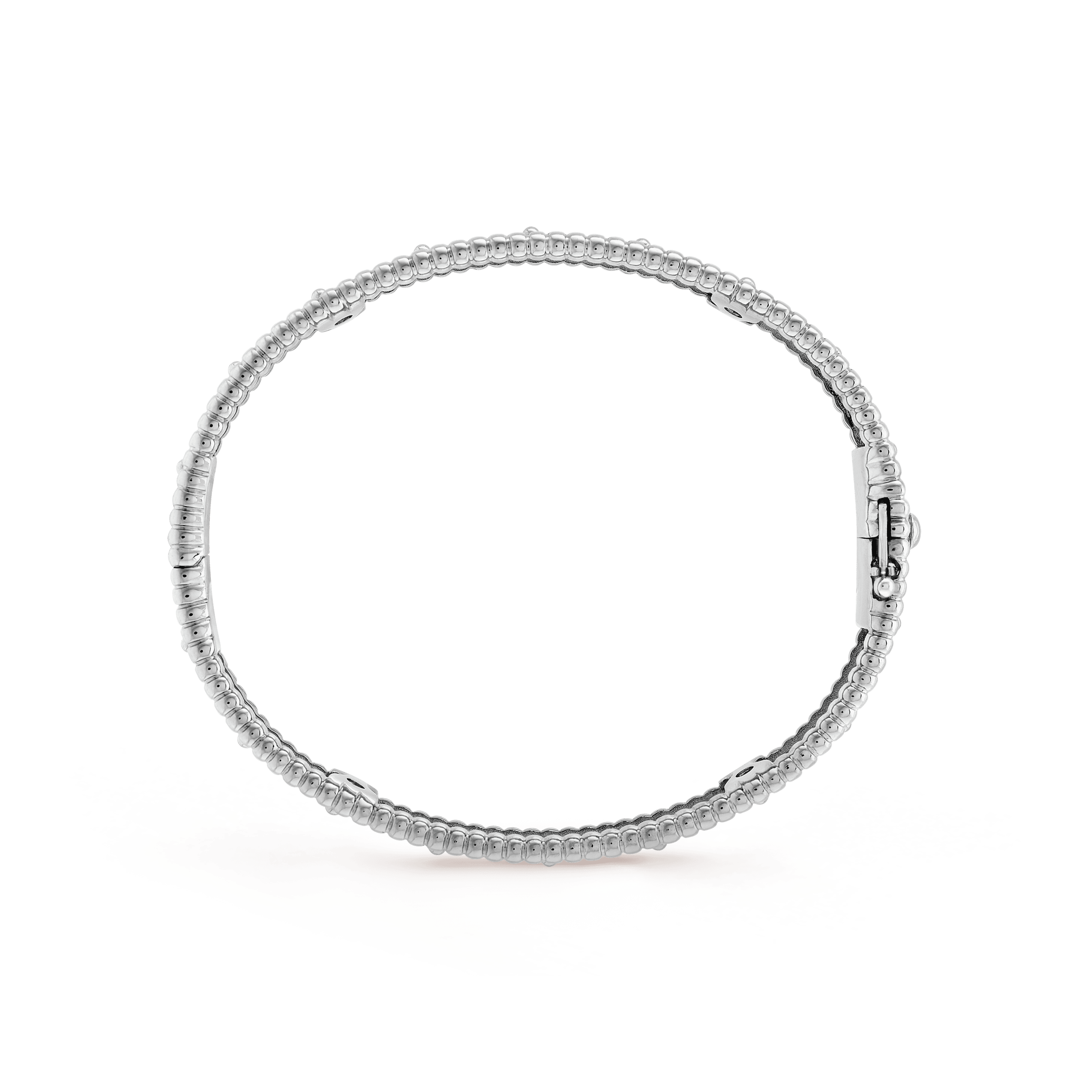 18K Van Cleef & Arpels White Gold Perlee Clovers Bracelet