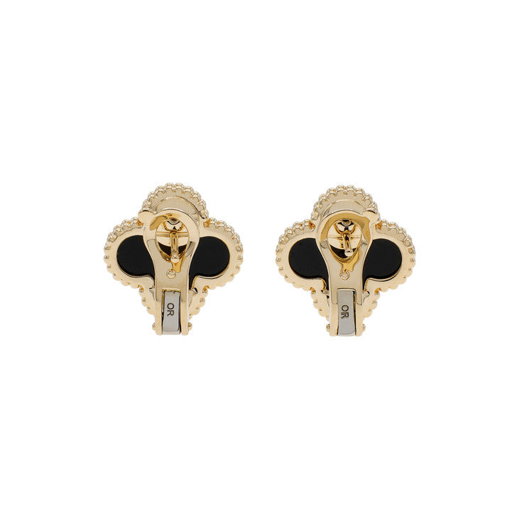 18K Van Cleef & Arpels Vintage Alhambra Black Earrings