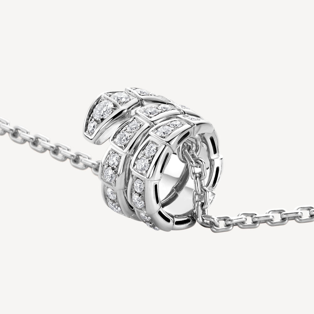 18K BVLGARI BV Serpenti Viper Pave Diamonds Necklace