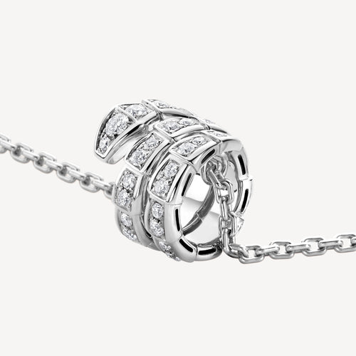 18K BVLGARI BV Serpenti Viper Pave Diamonds Necklace