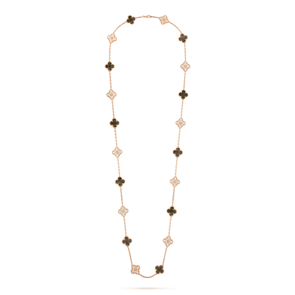 18K Van Cleef & Arpels Vintage Alhambra 20 Motifs Long Necklace