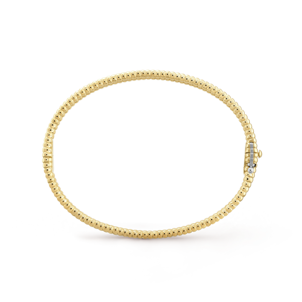 18K Van Cleef & Arpels Yellow Gold Perlee Diamonds One Row Bracelet