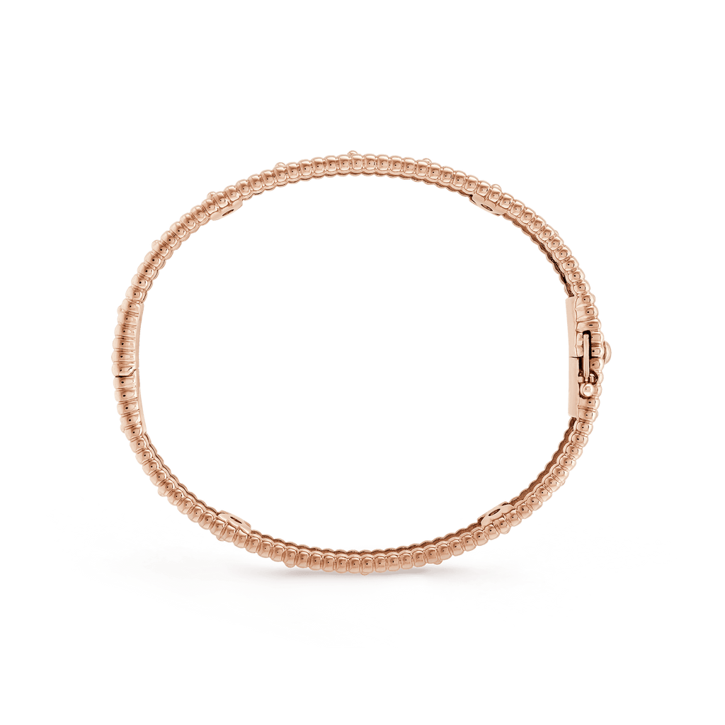 18K Van Cleef & Arpels Rose Gold Perlee Clovers Bracelet