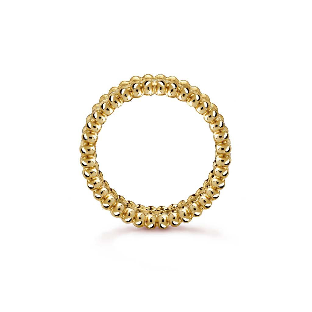 18K Van Cleef & Arpels Yellow Gold Perlee Diamonds Ring