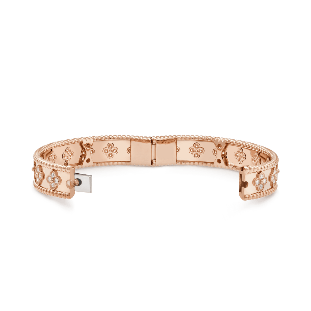 18K Van Cleef & Arpels Rose Gold Perlee Clovers Bracelet