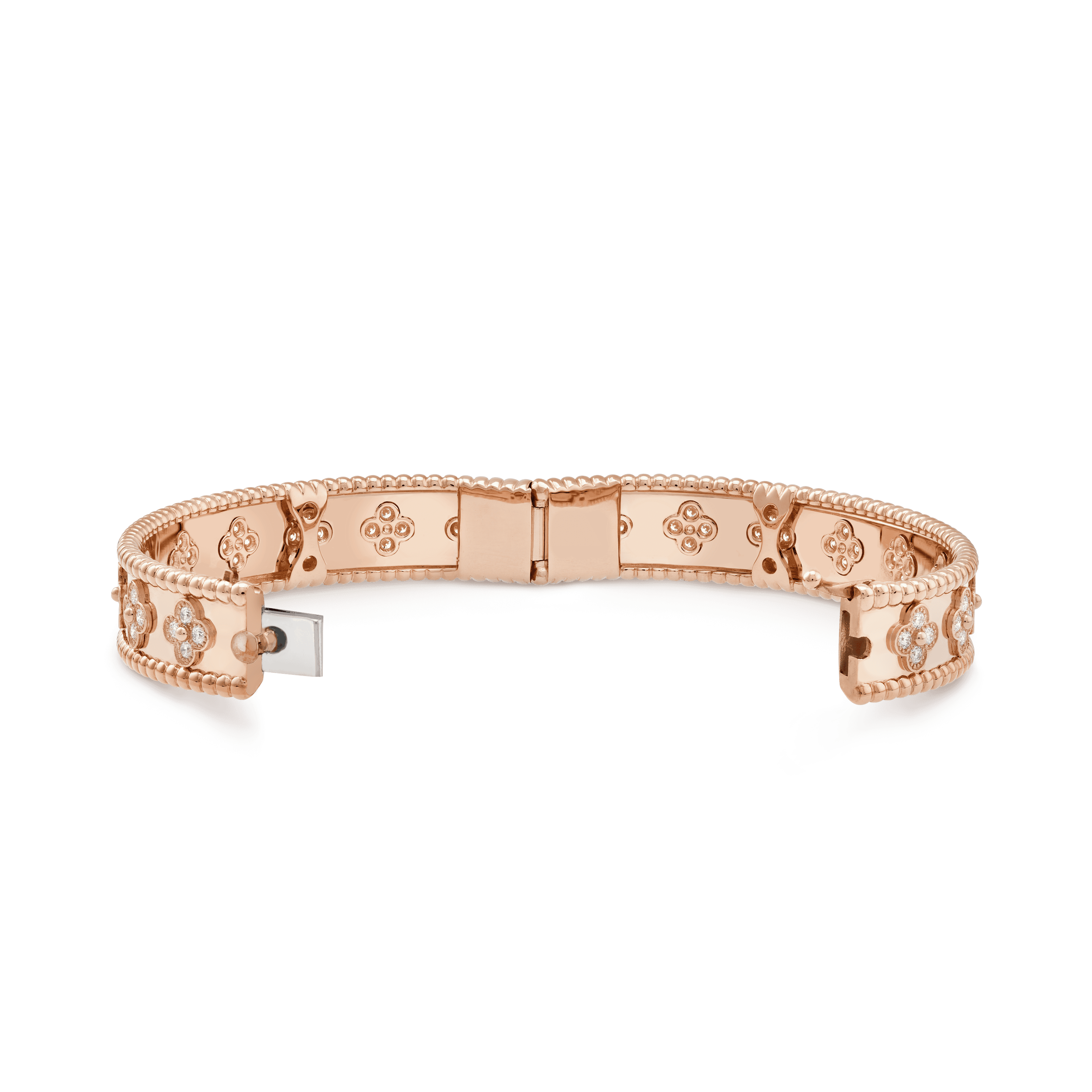 18K Van Cleef & Arpels Rose Gold Perlee Clovers Bracelet