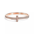 18K Tiffany Wide Diamond Hinged Bangle Bracelet